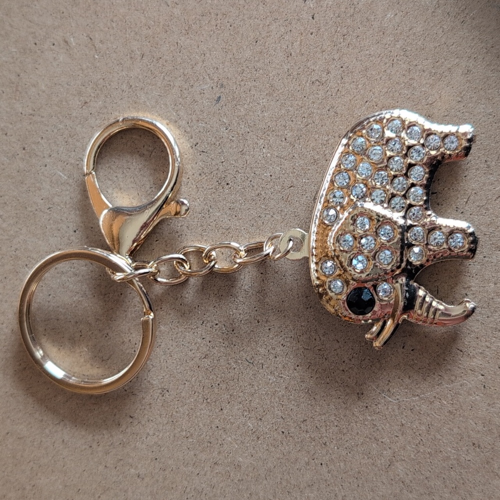 Gold Elephant with Crystals Keychain Bag Charm